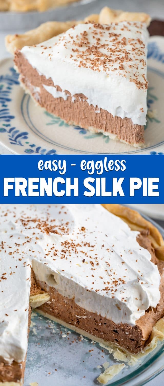 collage of French silk pie photos
