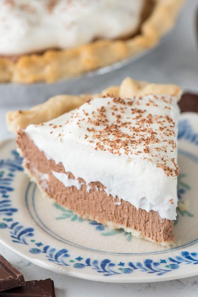 slice of French silk pie