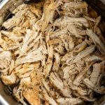 overhead shot of instant pot shredded chicken