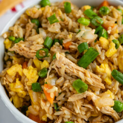 chicken fried rice in bowl