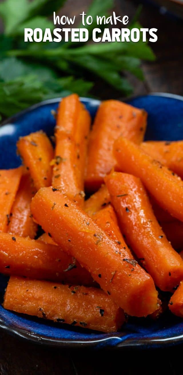 roasted carrots on blue plate