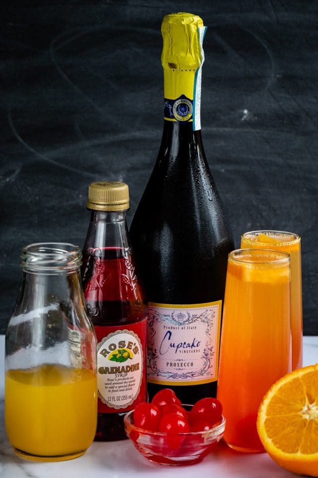 ingredients to make a sunrise mimosa