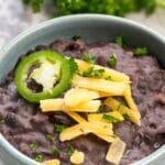 refried beans in blue bowl