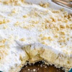 overhead shot of banana pudding recipe in pan