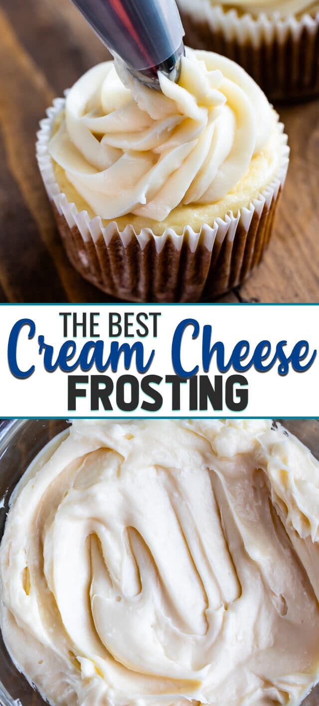 collage of cream cheese frosting photos