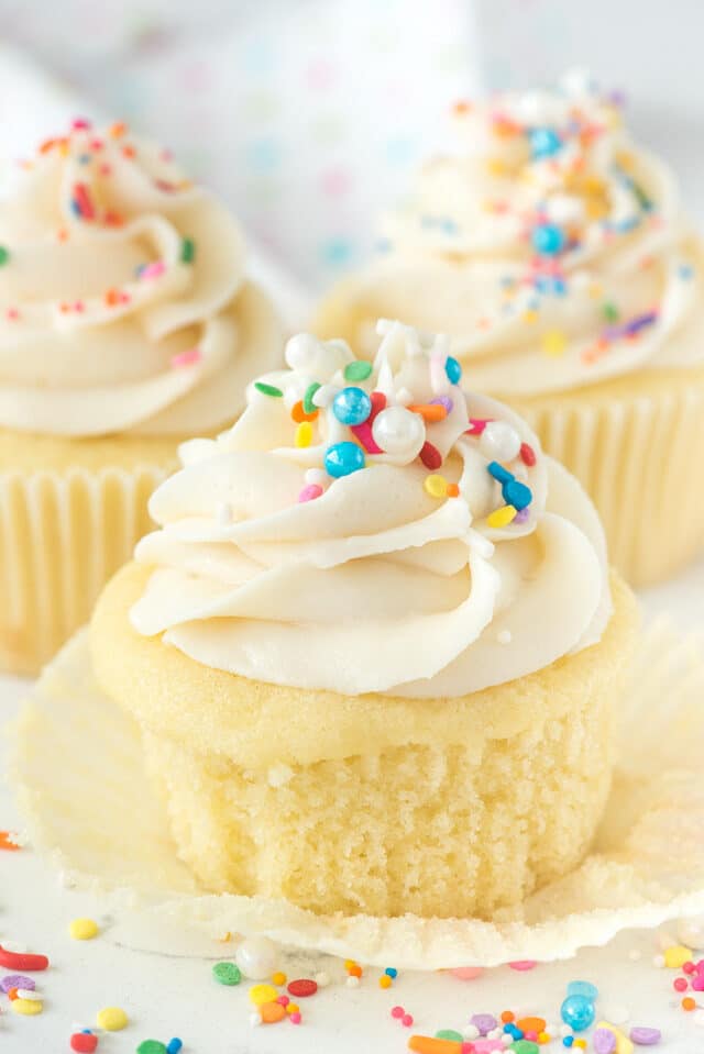 cupcake with vanilla frosting