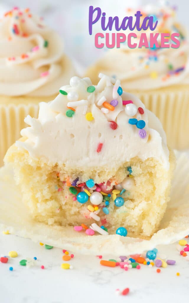 pinata cupcake with sprinkles inside