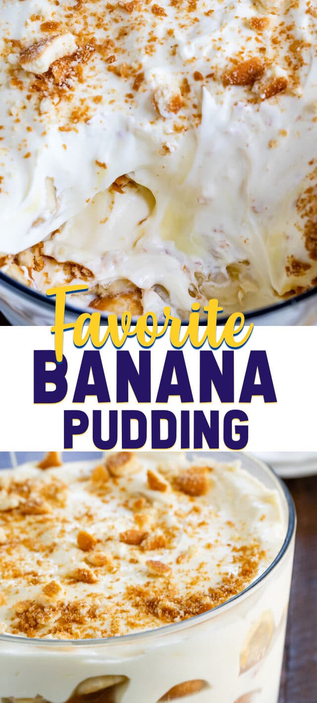 collage of banana pudding recipe photos