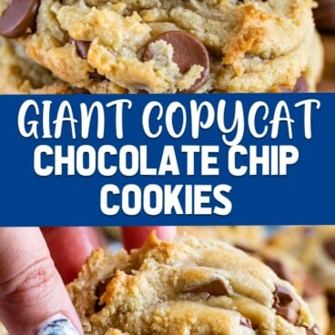 collage of giant chocolate chip cookies