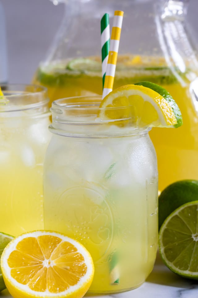 lemon lime vodka party punch in jar 