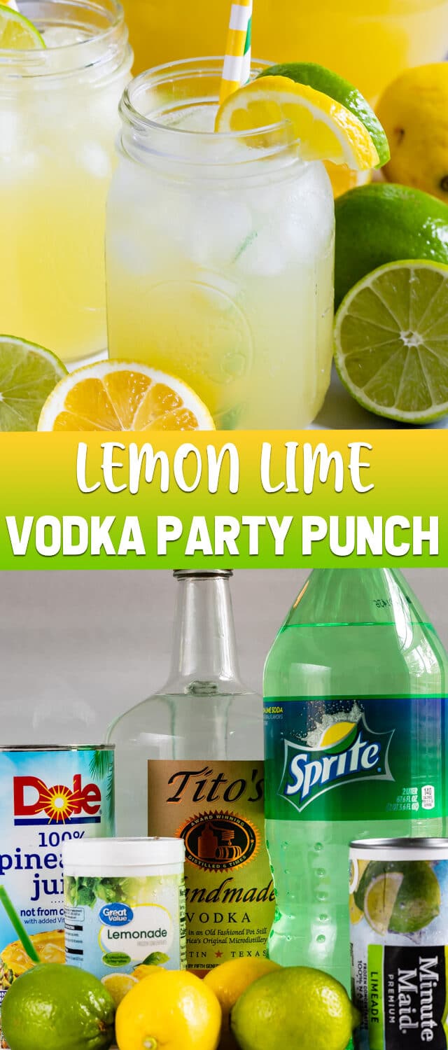 collage of lemon lime vodka party punch photos