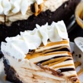 slice of no bake peanut butter cheesecake
