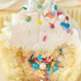 piñata cupcake with sprinkles inside