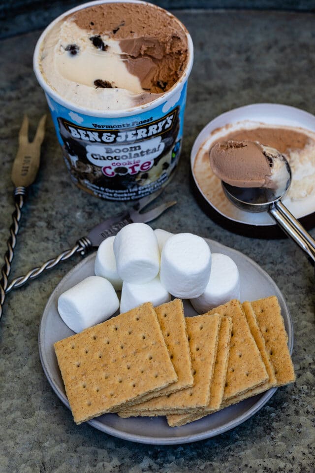 makings for ice cream s'mores