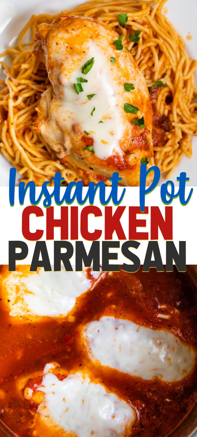 instant pot chicken parmesan collage photos
