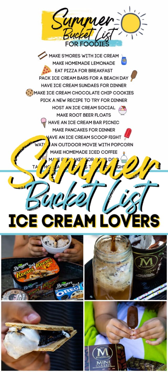 collage of ice cream photos and bucket list