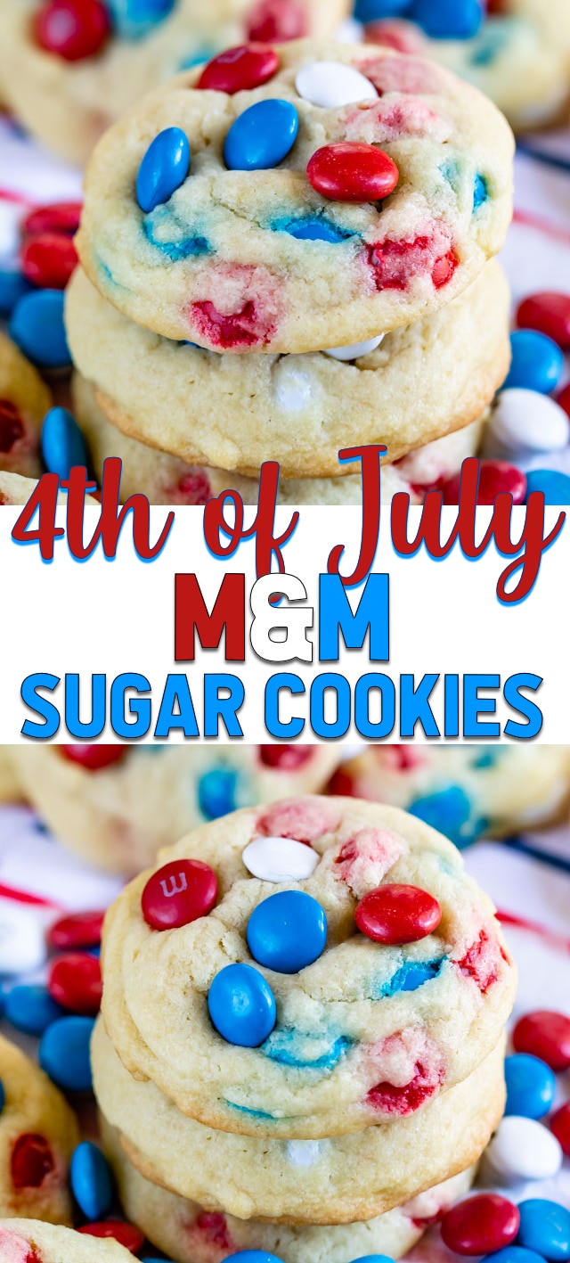 stack of M&M sugar cookies