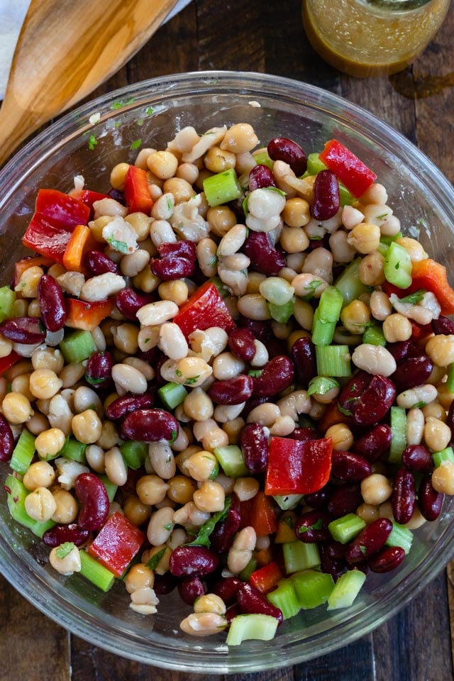 overhead bean salad in bowl