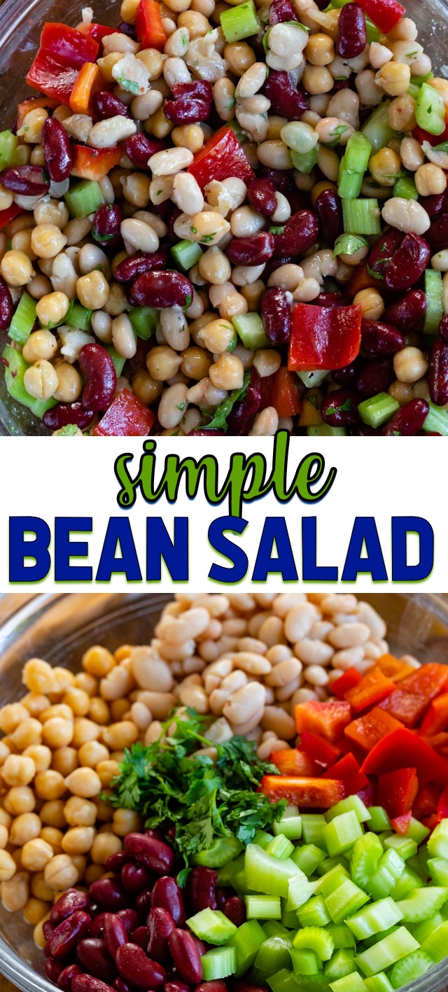 collage of bean salad photos