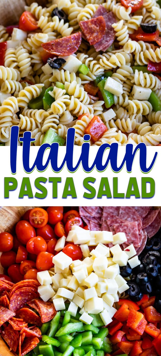 collage of Italian pasta salad photos