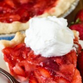 slice of strawberry pie on white plate