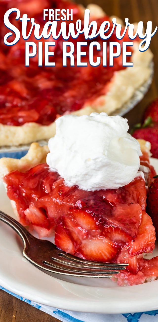 slice of strawberry pie on white plate