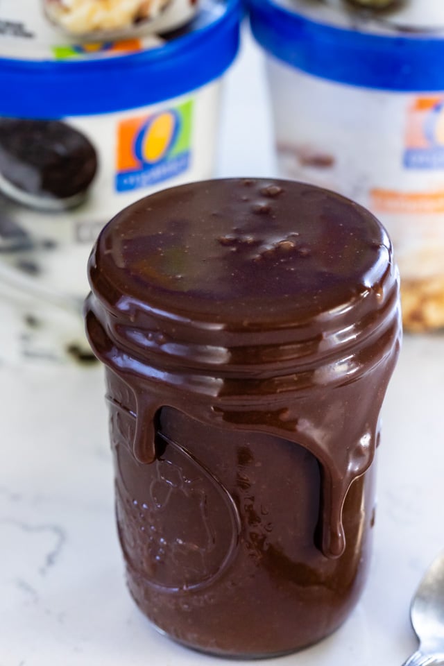 hot fudge sauce in jar