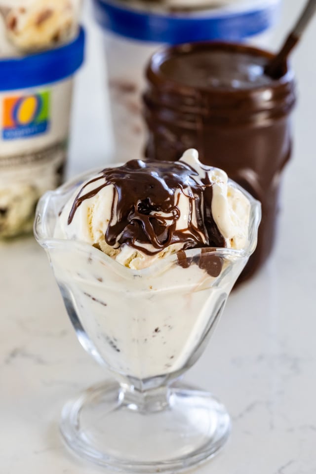 hot fudge sauce on ice cream