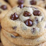 stack of chewy chocolate chip cookies