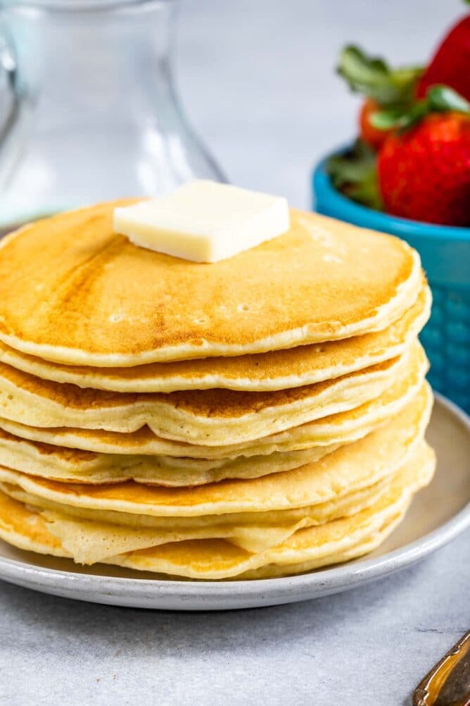 stack of pancakes with butter