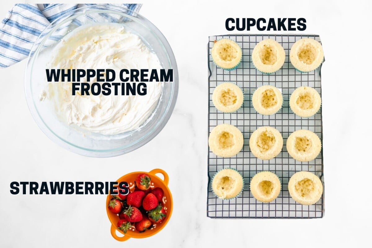 ingredients in strawberry shortcake cupcakes
