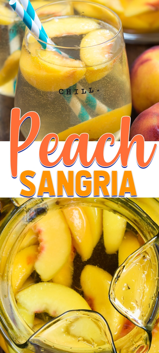 collage of peach sangria photos