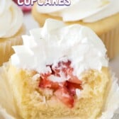 inside of strawberry shortcake cupcake
