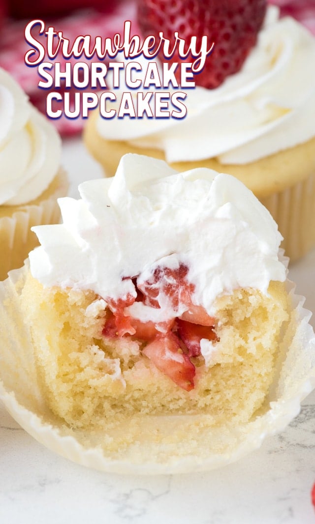 inside of strawberry shortcake cupcake