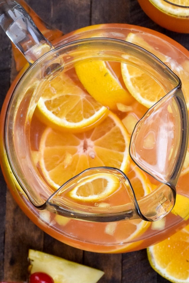 tropical sangria overhead in pitcher