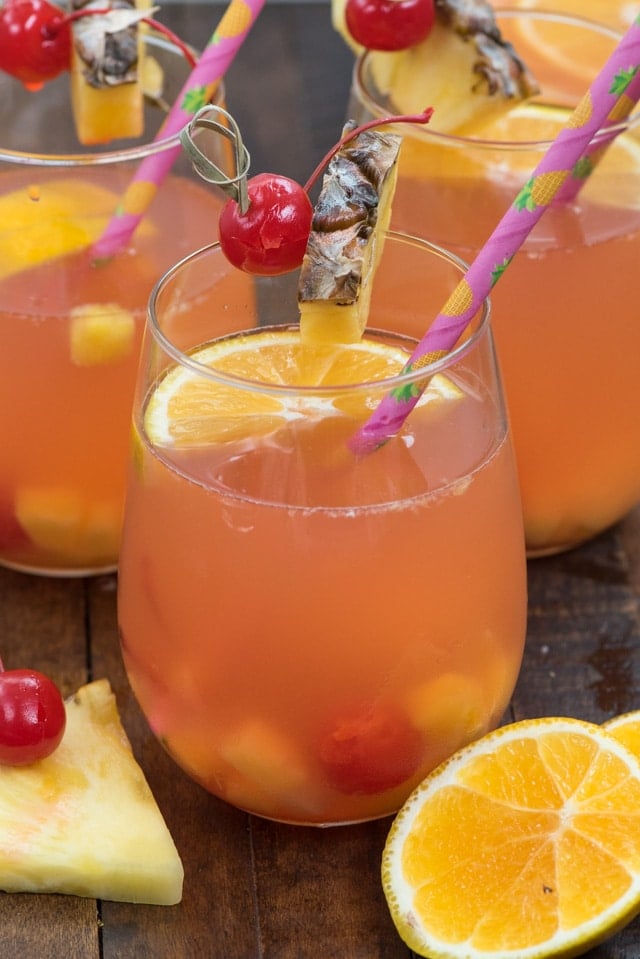 tropical sangria in glass