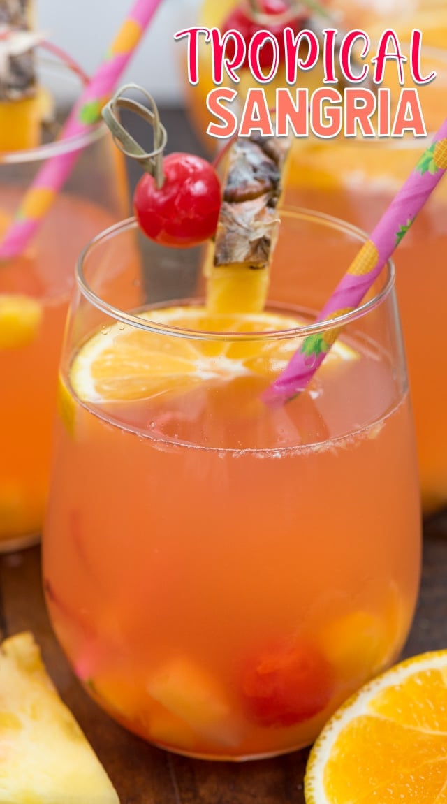 tropical sangria in glass