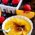 spoon in creme brûlée