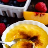 spoon in creme brûlée