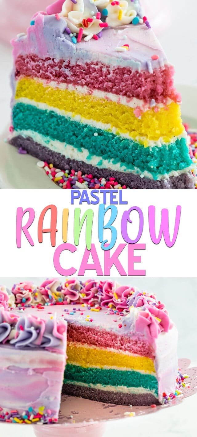 pastel regenboog cake collage