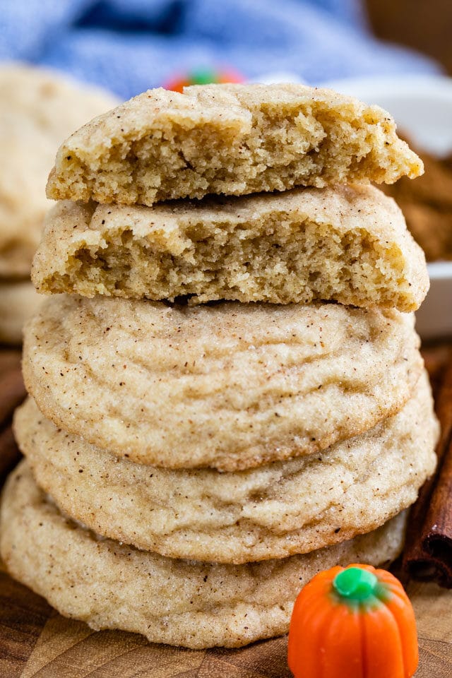 stack of snickerdoodles with pumpkin spice