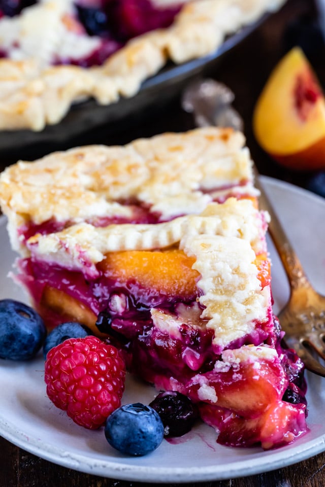Raspberry Peach Blueberry Pie-image