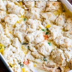 chicken pot pie in casserole dish