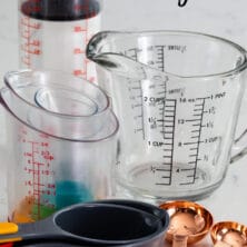 measuring cups and spoons on counter