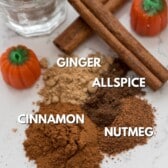 spices on marble background with words on photo