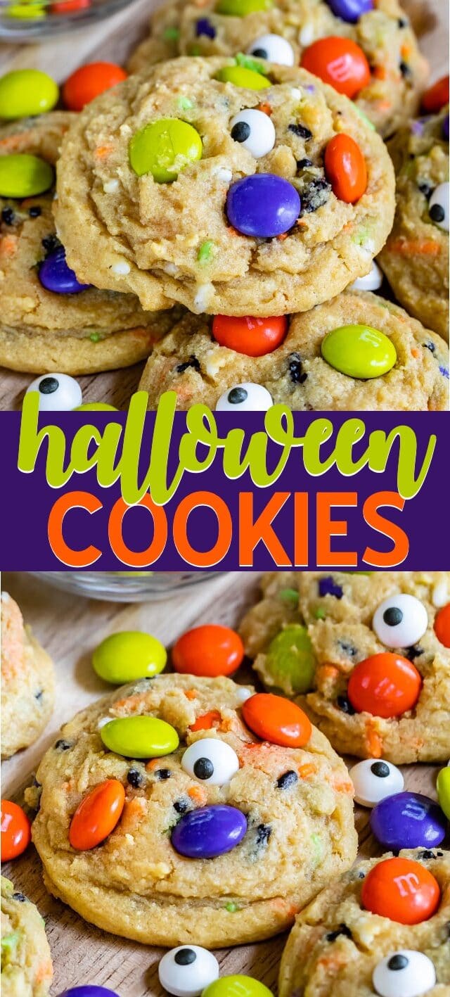 halloween cookies in collage photo