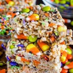 stack of Halloween Rice Krispies treats