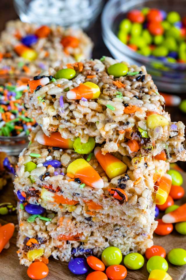 A plate full of THC infused Halloween rice crispy treats