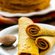 pancakes rolled on plate