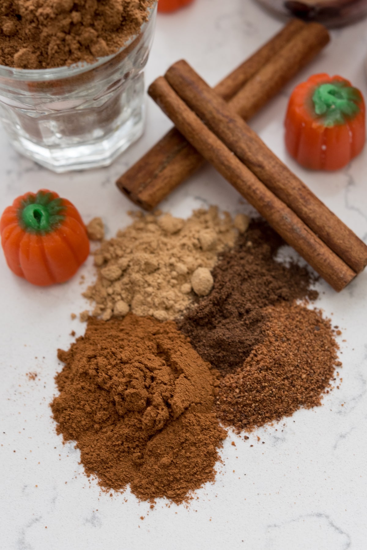 spices on marble background